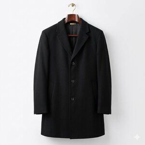 Classic European Wool Blend Overcoat Black Men’s L Minimalist Topcoat